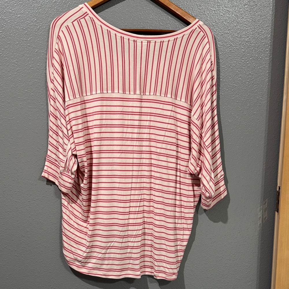 CAbi Pink & Cream Striped Dolman-Sleeve Tunic - Picture 2 of 4